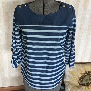 The‎ Limited Striped Chambray Top